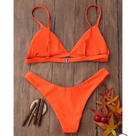 Bright Orange Print Cheeky Bikini - Picture 3 of 4